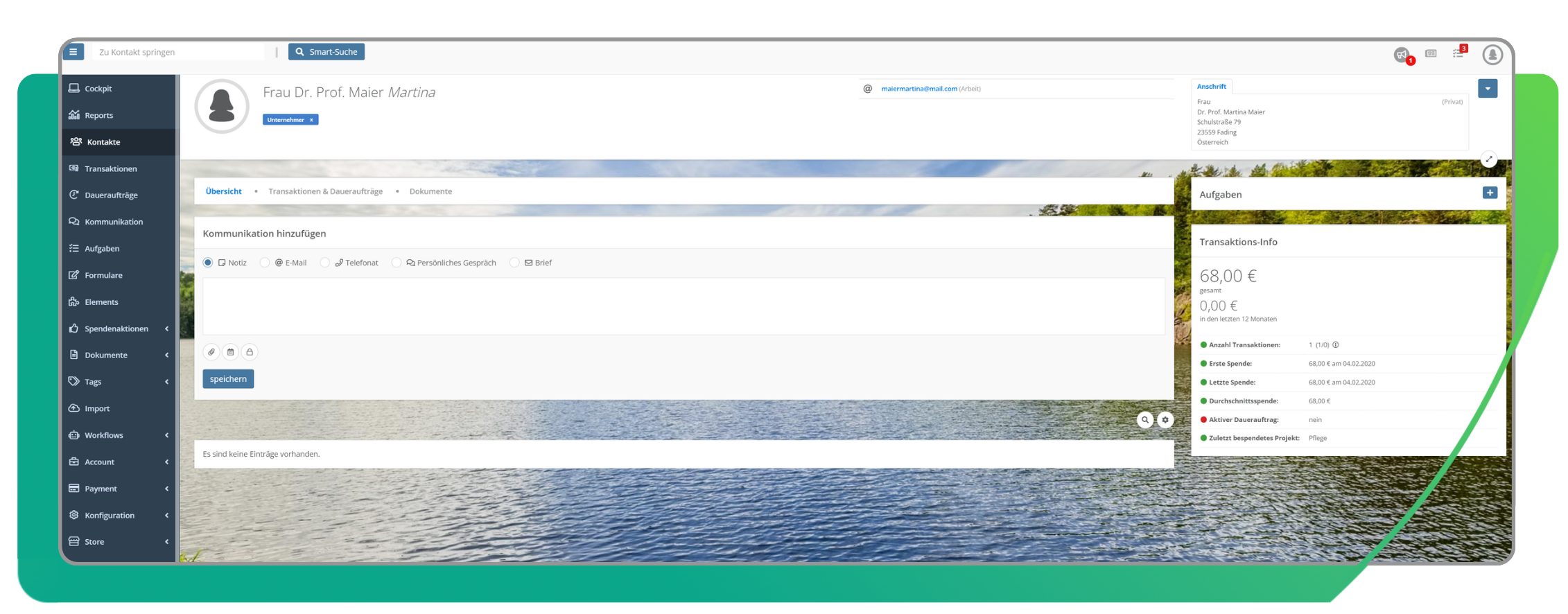 Im FundraisingBox CRM hast du die Daten deiner Kontakte übersichtlich dargestellt