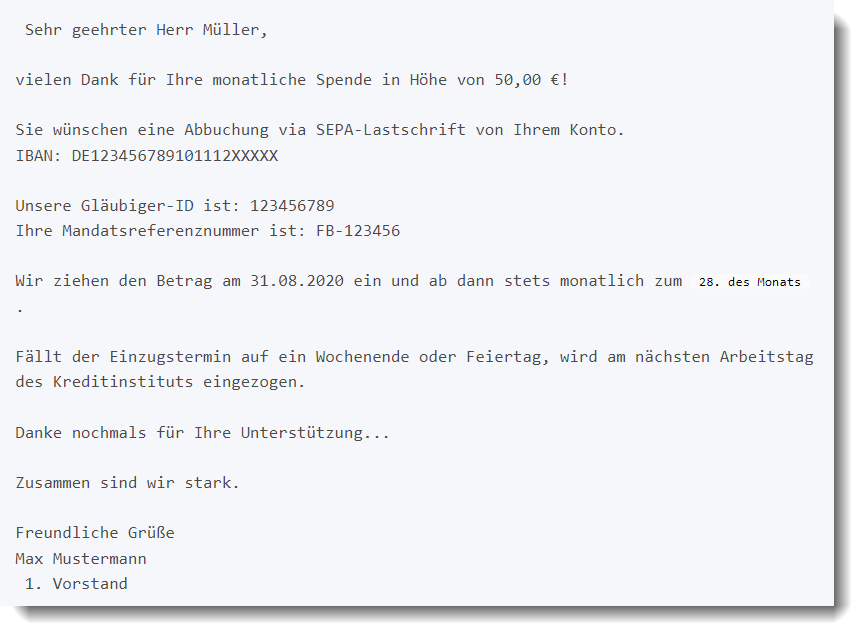 Automatische SEPA Benachrichtigung