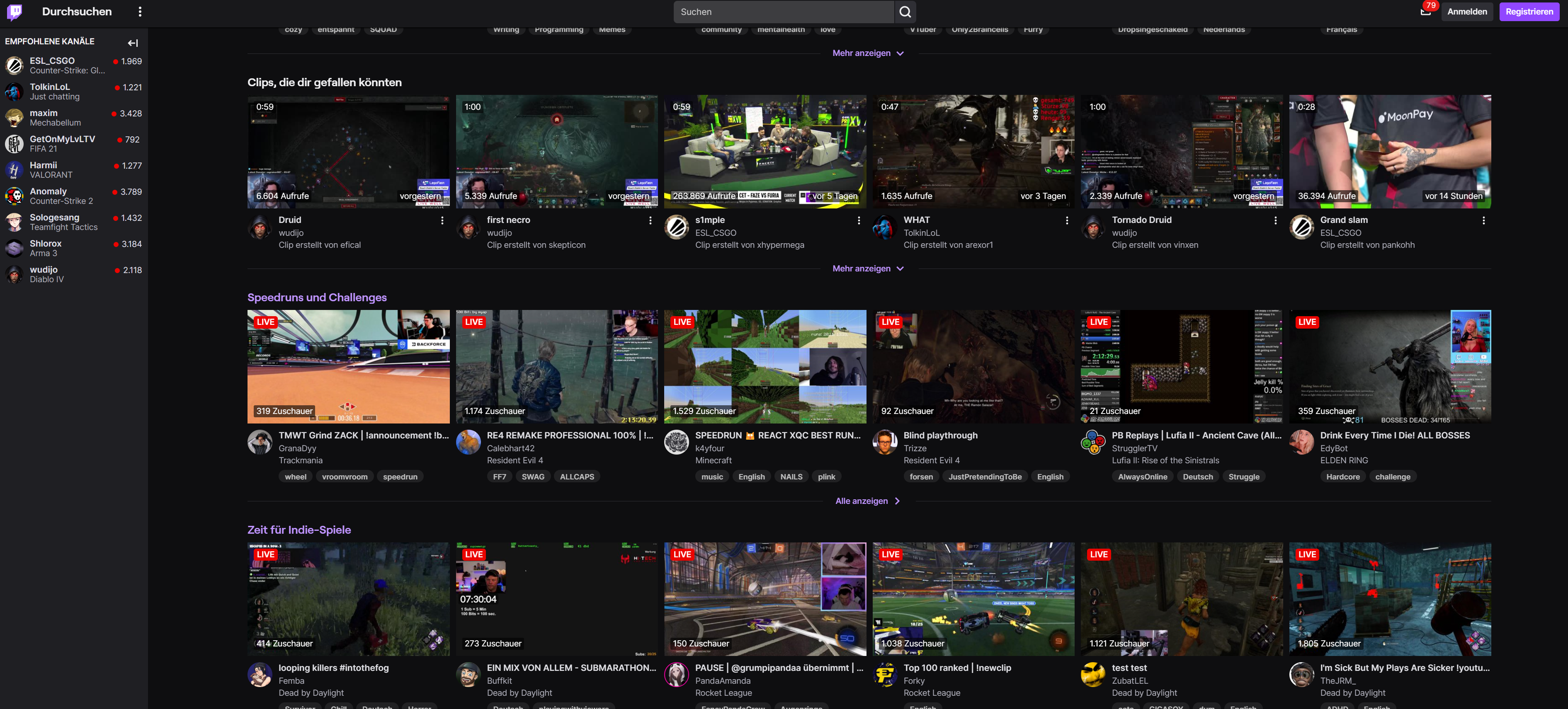 Bei den unzähligen Streams auf Twitch sollte man für seine erste Orientierung etwas Zeit einplanen.