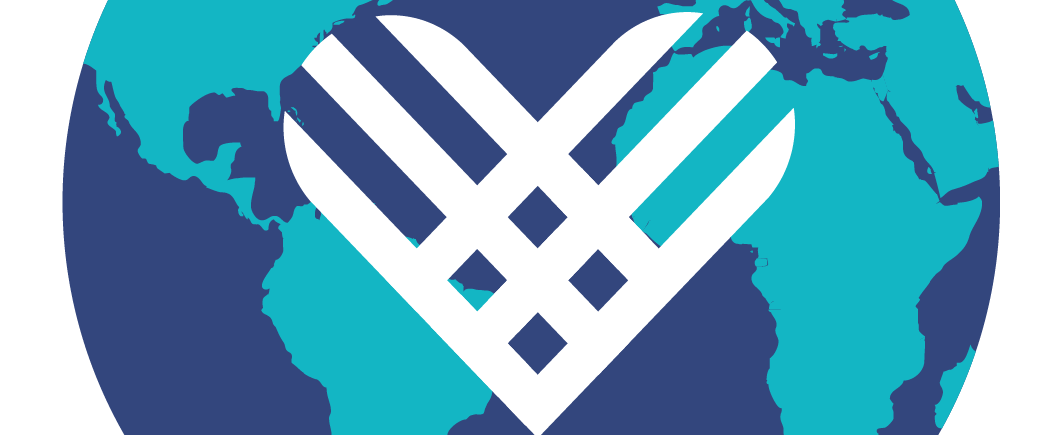 Herz Symbol vor einem Globus