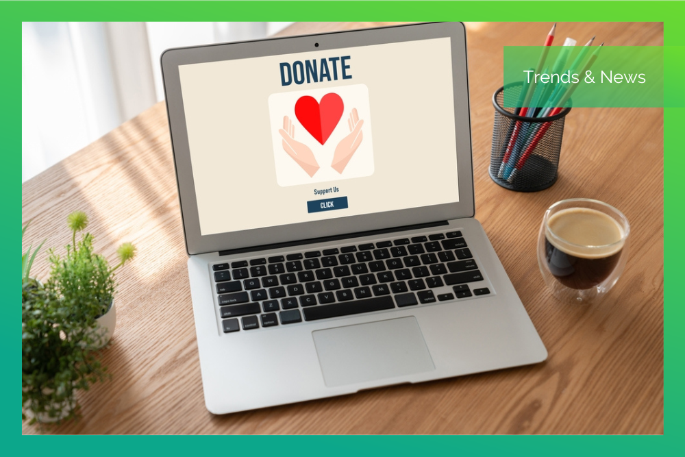 Ein Laptop, der einen Bildschirm mit einer Dankesseite fürs Spenden zeigt