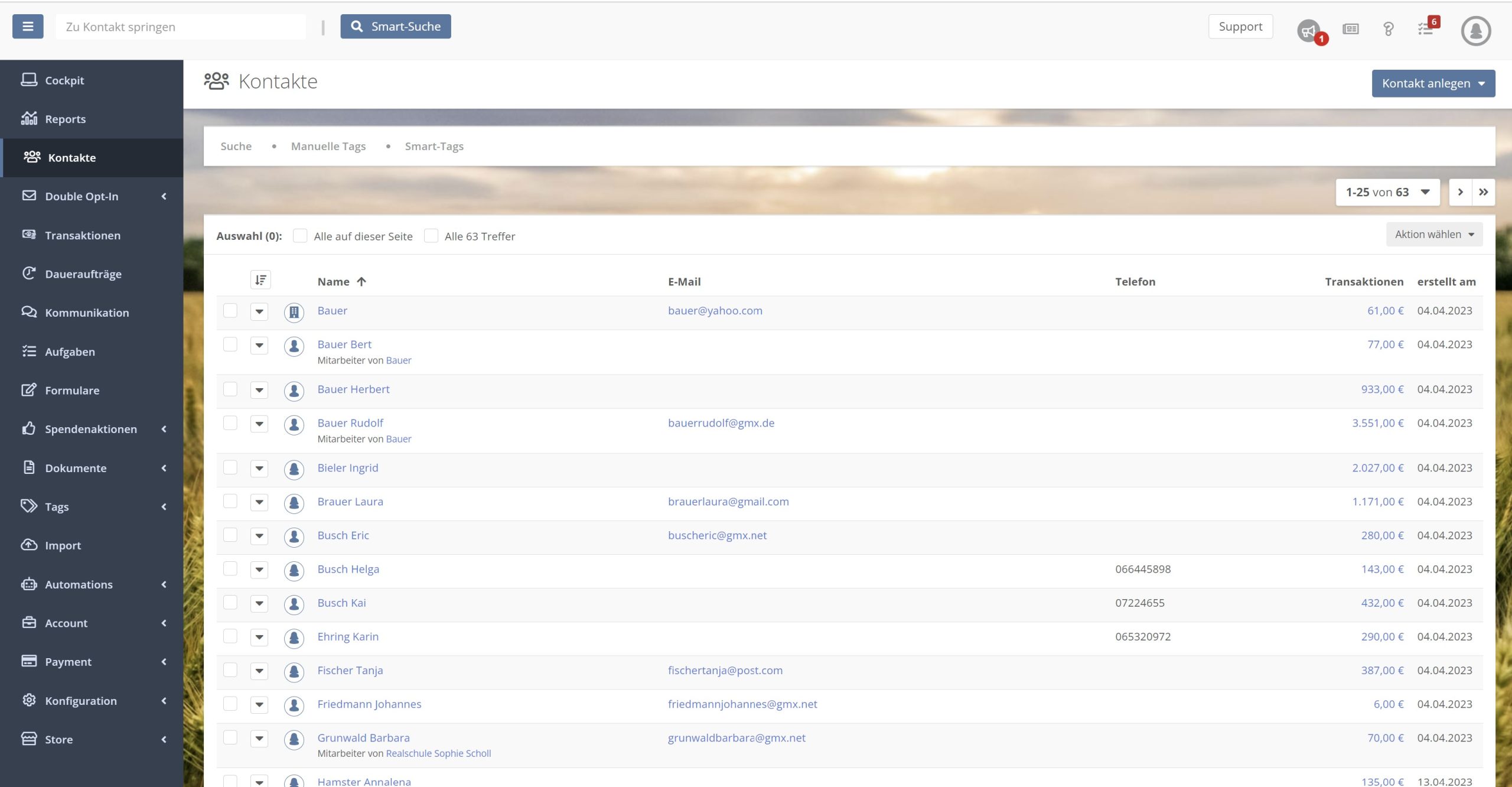 Oberfläche FundraisingBox