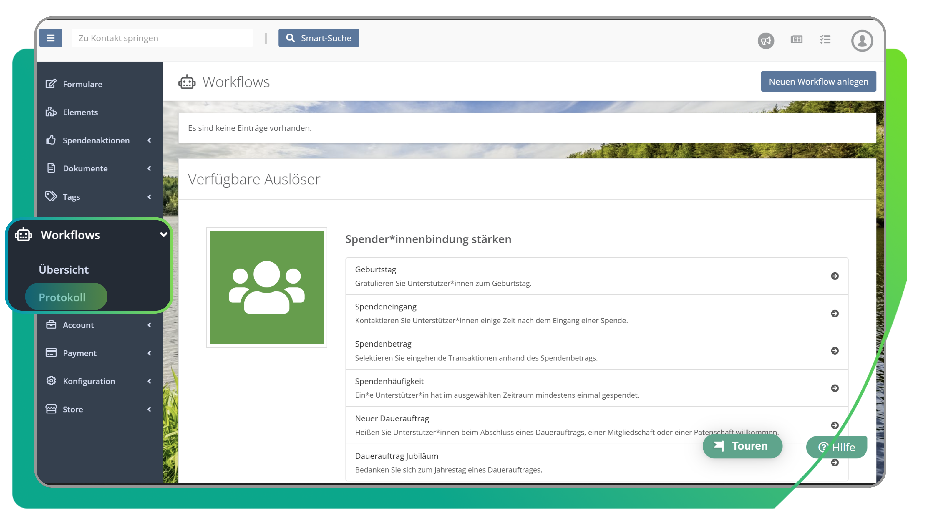Protokoll einsehen Workflows