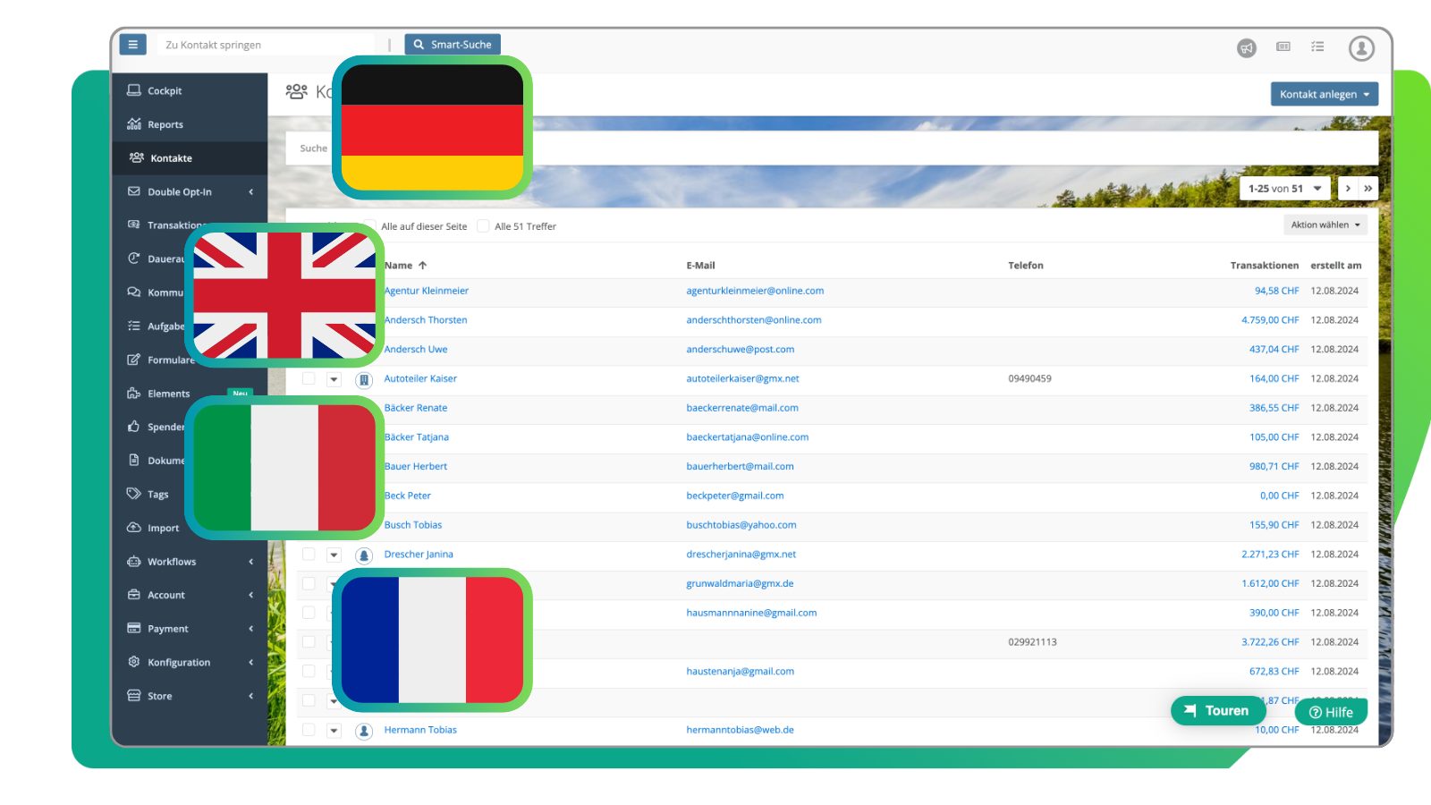 Nutze die FundraisingBox in verschiedenen Sprachen