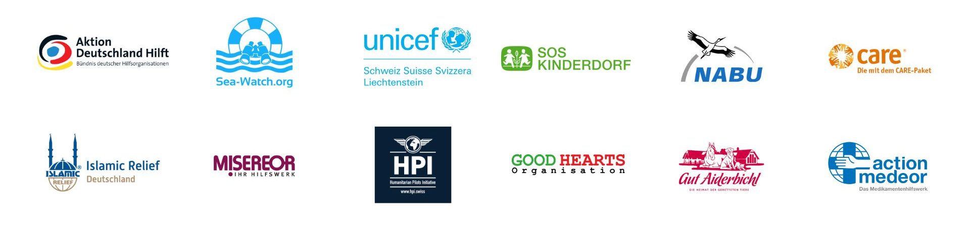 Einiges Logos von Schweizer Organisationen, die auf die FundraisingBox setzen