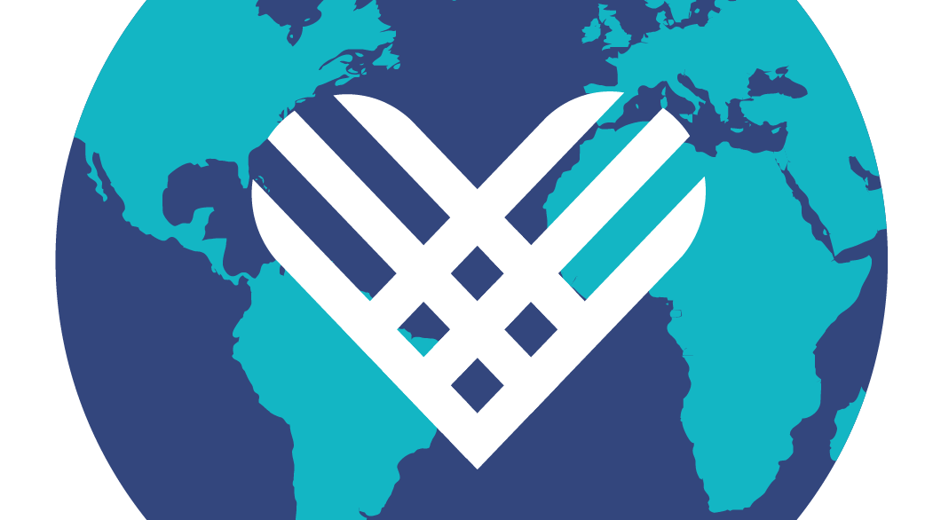 Herz Symbol vor einem Globus