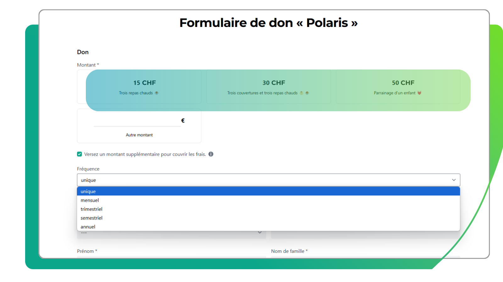 Fomulaire de Don FundraisingBox detaille
