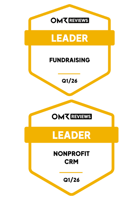 Die Badges von OMR zeigen - die FundraisingBox ist Leader im Fundraising und Nonprofit CRM 2