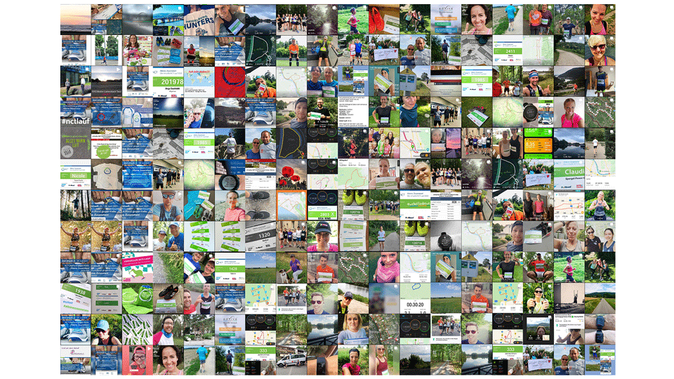 Eine Collage von Beiträgen von Teilnehmern des NCT Laufes
