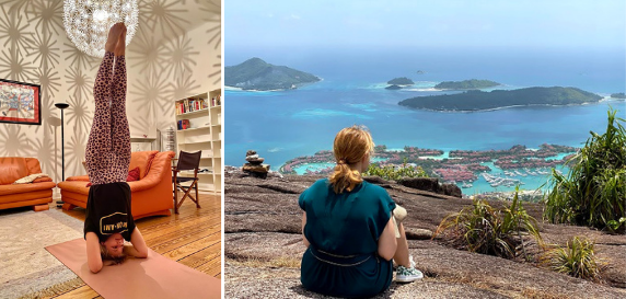 Johanna Köver beim Yoga und auf den Seychellen